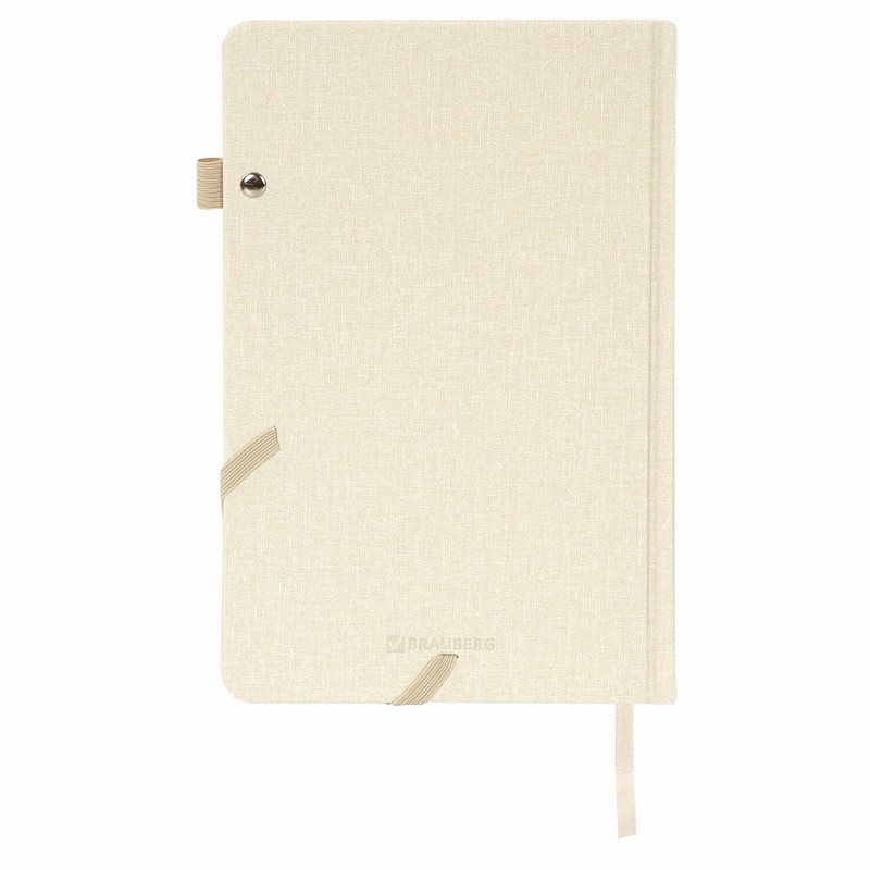 Ежедневник недатированный А5 138x213 мм BRAUBERG "Finest" под кожу, резинка, 136 л., бежевый