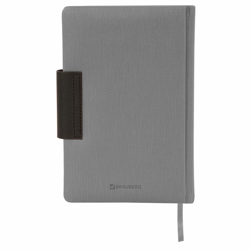 Ежедневник недатированный А5 138x213 мм BRAUBERG "Waves" под кожу, застежка 160 л., черный/серый