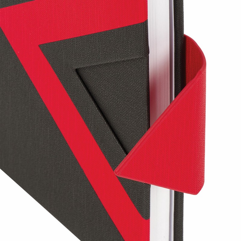 Ежедневник недатированный А5 138x213 мм BRAUBERG "Waves" под кожу, застежка 160 л., черный/красный