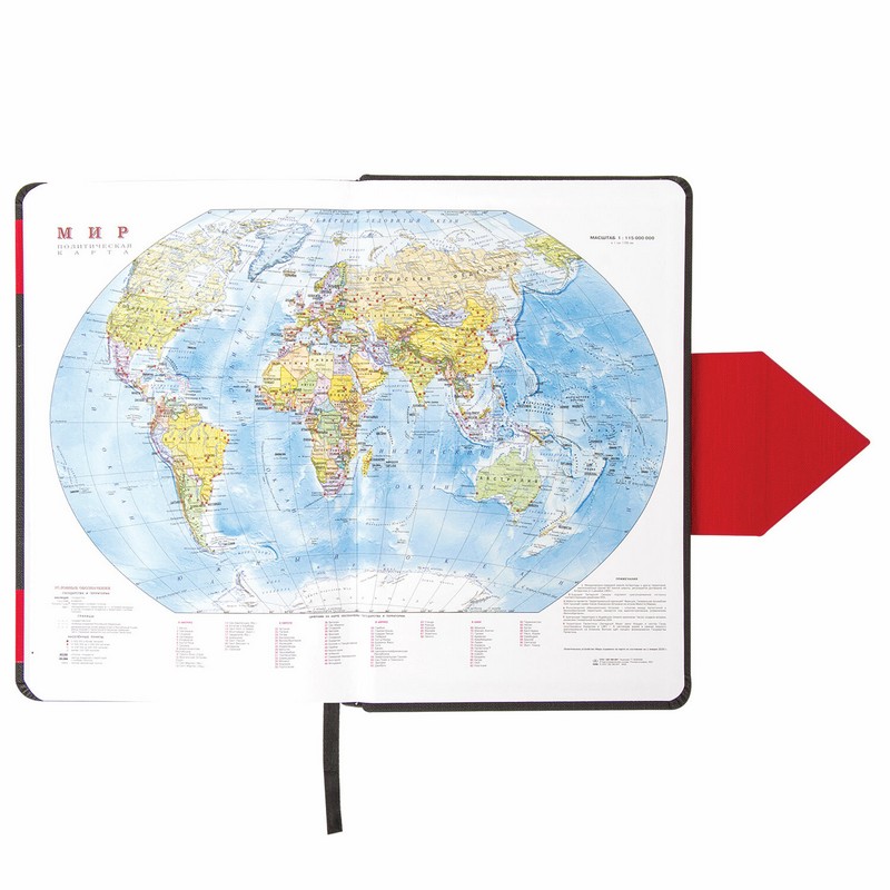 Ежедневник недатированный А5 138x213 мм BRAUBERG "Waves" под кожу, застежка 160 л., черный/красный