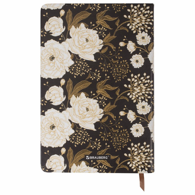 Ежедневник учителя специализированный А5 (215х145 мм) BRAUBERG, 144 л., кожзам, "Цветы на черном"