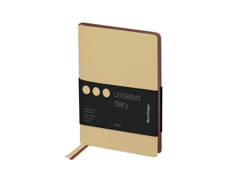Ежедневник недатированный B6, 136л., кожзам, Berlingo "Fuze", цветной срез, бежевый