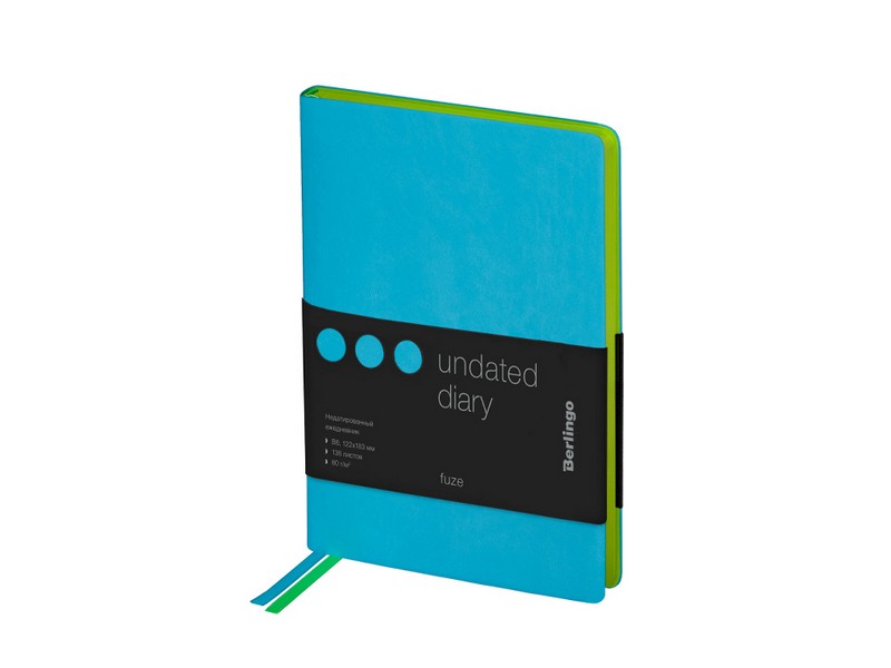 Ежедневник недатированный B6, 136л., кожзам, Berlingo "Fuze", цветной срез, бирюзовый