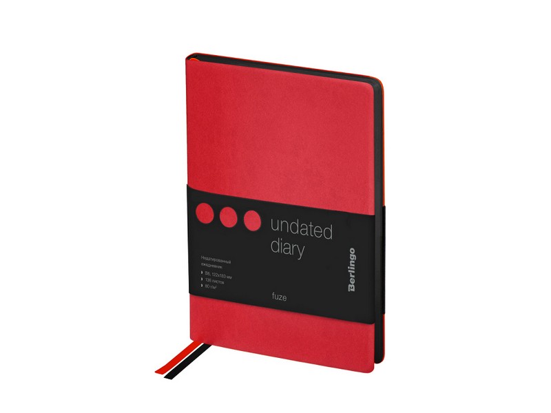 Ежедневник недатированный B6, 136л., кожзам, Berlingo "Fuze", цветной срез, красный