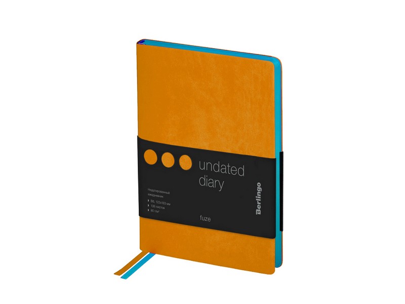 Ежедневник недатированный B6, 136л., кожзам, Berlingo "Fuze", цветной срез, оранжевый