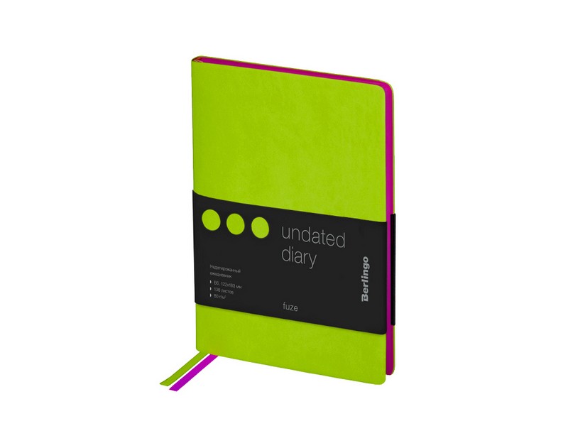 Ежедневник недатированный B6, 136л., кожзам, Berlingo "Fuze", цветной срез, салатовый