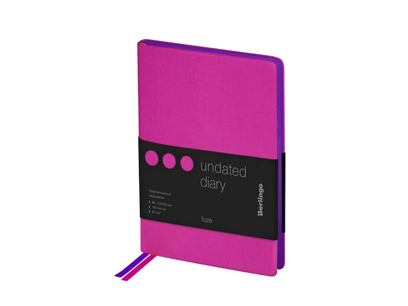 Ежедневник недатированный B6, 136л., кожзам, Berlingo "Fuze", цветной срез, фуксия