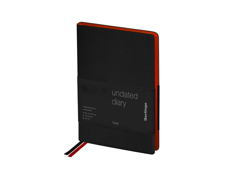 Ежедневник недатированный B6, 136л., кожзам, Berlingo "Fuze", цветной срез, черный
