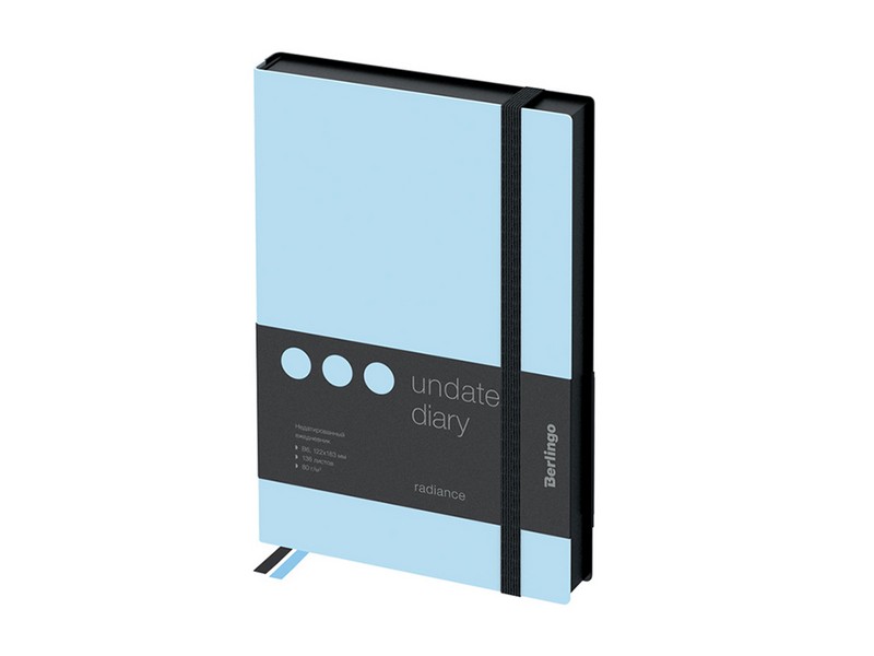 Ежедневник недатированный B6, 136л., кожзам, Berlingo "Instinct", черный/аквамарин, с резинкой