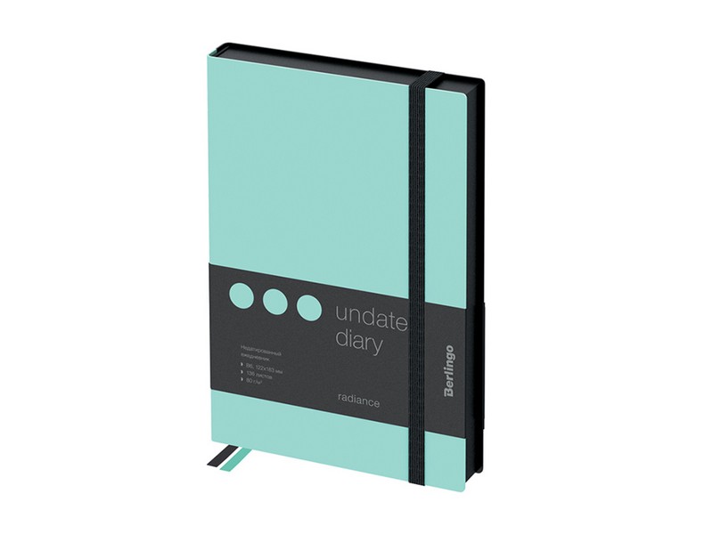 Ежедневник недатированный B6, 136л., кожзам, Berlingo "Instinct", черный/мятный, с резинкой