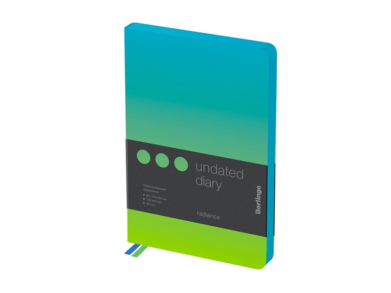 Ежедневник недатированный B6, 136л., кожзам, Berlingo "Radiance", голубой/зеленый градиент