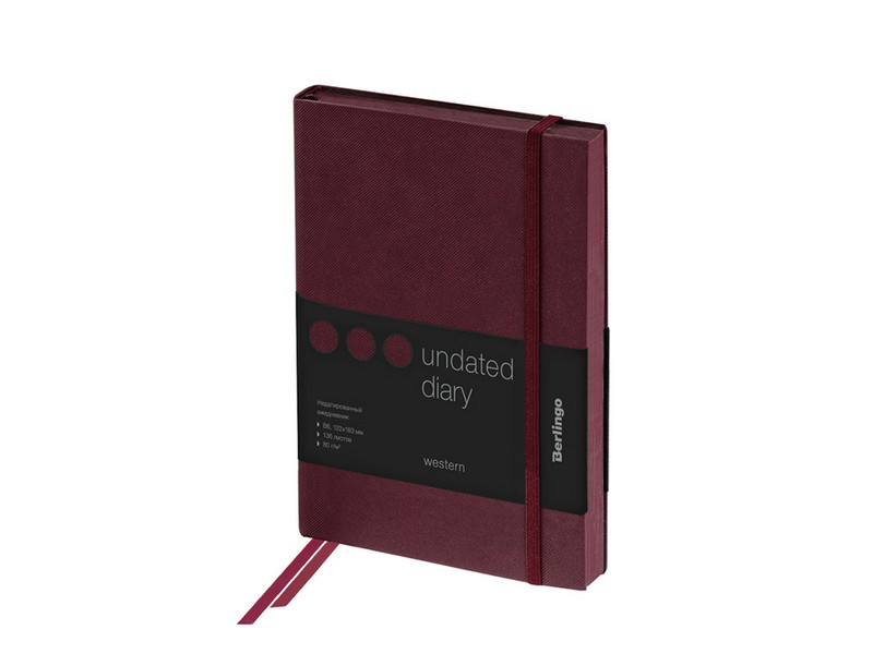 Ежедневник недатированный B6, 136л., кожзам, Berlingo "Western", с резинкой, коричневый