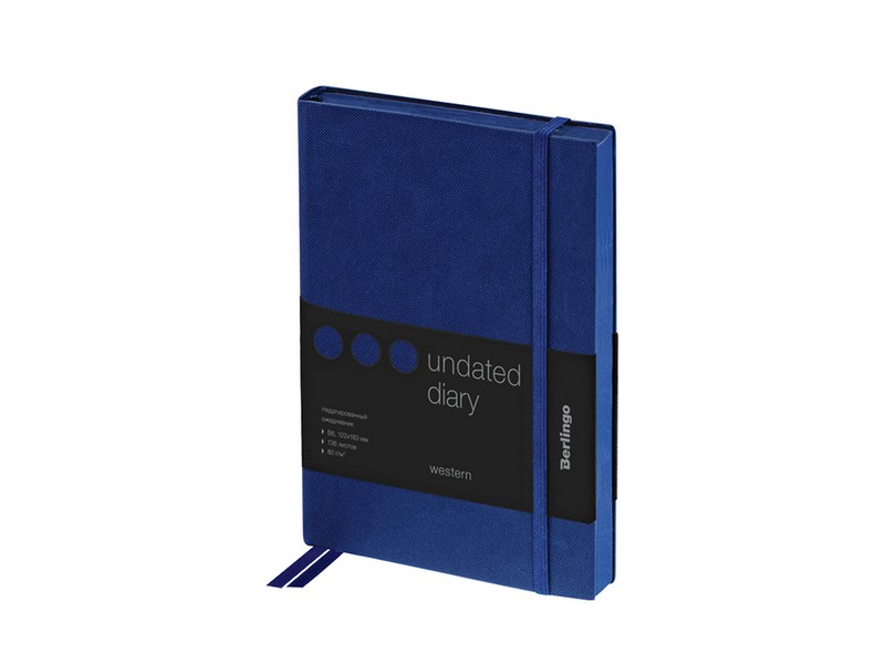 Ежедневник недатированный B6, 136л., кожзам, Berlingo "Western", с резинкой, синий
