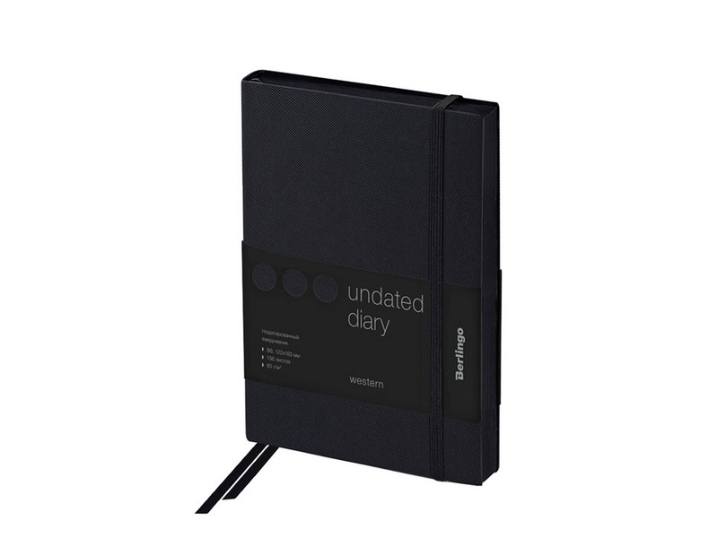 Ежедневник недатированный B6, 136л., кожзам, Berlingo "Western", с резинкой, черный