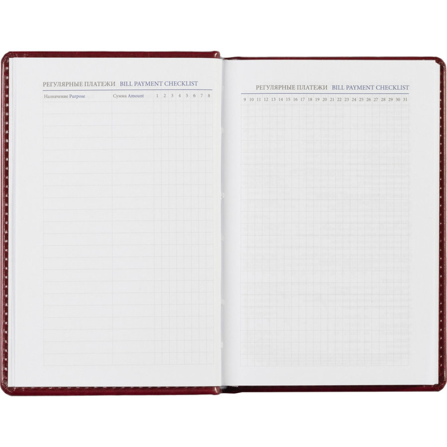 Ежедневник недатированный бордо, А6, 100x150, 320стр, Agenda