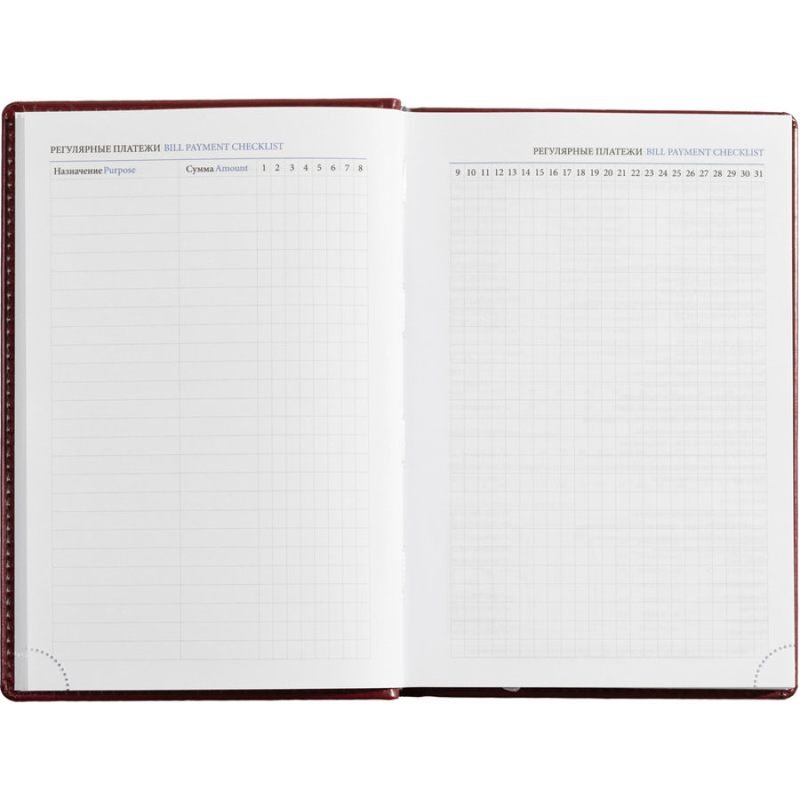 Ежедневник недатированный бордо, А5, 148x218, 352стр, Agenda