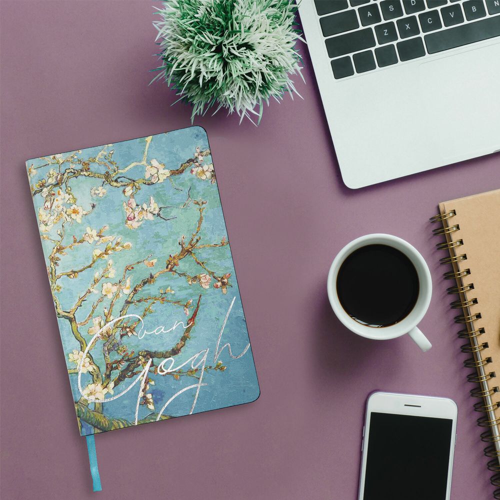 Ежедневник недатированный А5 (138х213 мм), BRAUBERG VISTA, под кожу, гибкий, 136 л., "Van Gogh", Дизайн 1