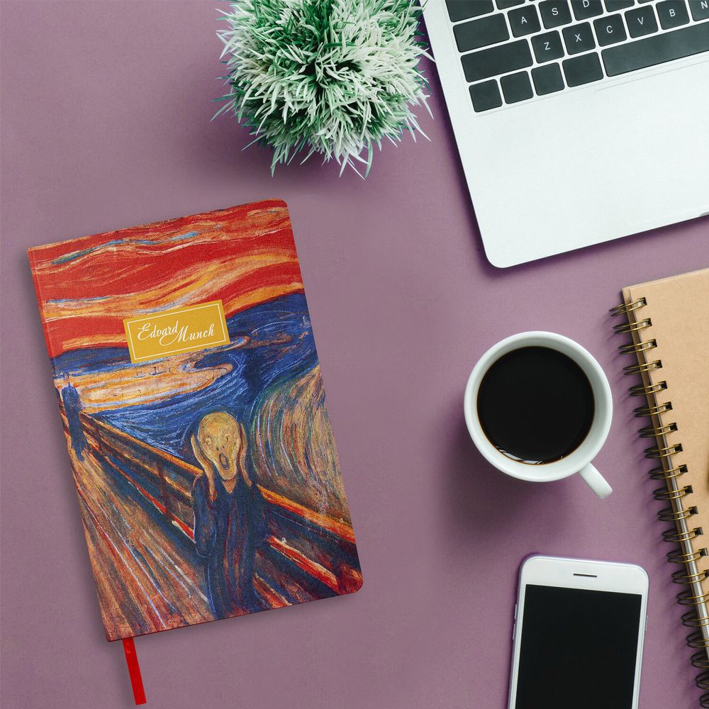 Ежедневник недатированный А5 (138х213 мм), BRAUBERG VISTA, под кожу, гибкий, 136 л., "Edvard Munch"