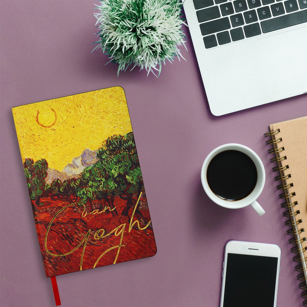 Ежедневник недатированный А5 (138х213 мм), BRAUBERG VISTA, под кожу, гибкий, 136 л., "Van Gogh"