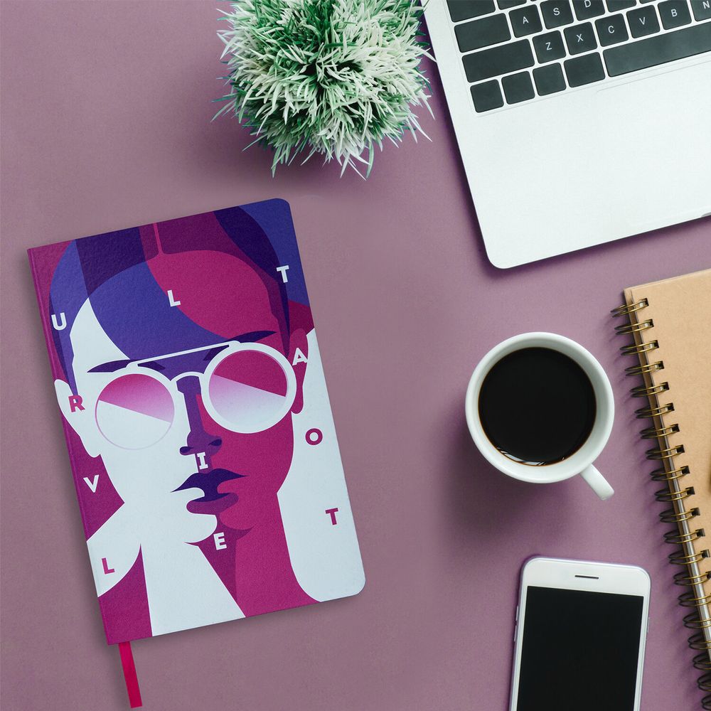 Ежедневник недатированный А5 (138х213 мм), BRAUBERG VISTA, под кожу, гибкий, 136 л., "Ultraviolet"