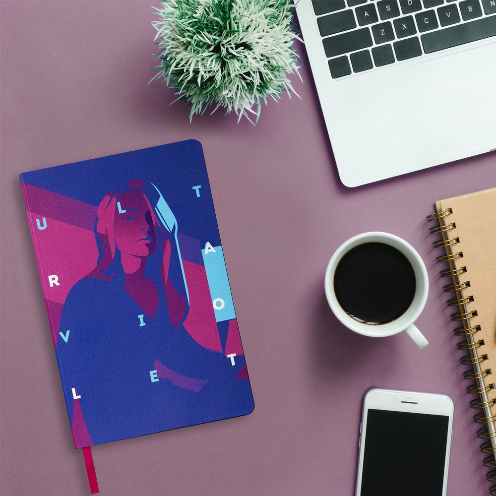 Ежедневник недатированный А5 (138х213 мм), BRAUBERG VISTA, под кожу, гибкий, 136 л., "Ultraviolet"