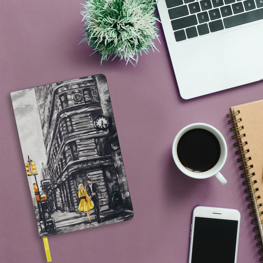 Ежедневник недатированный А5 (138х213 мм), BRAUBERG VISTA, под кожу, гибкий, 136 л., "Old New York"