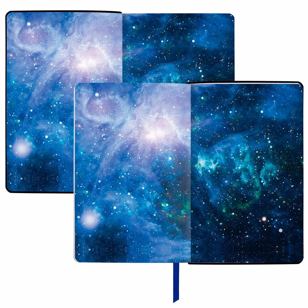 Ежедневник недатированный А5 (138х213 мм), BRAUBERG VISTA, под кожу, гибкий, 136 л., "SpaceX"