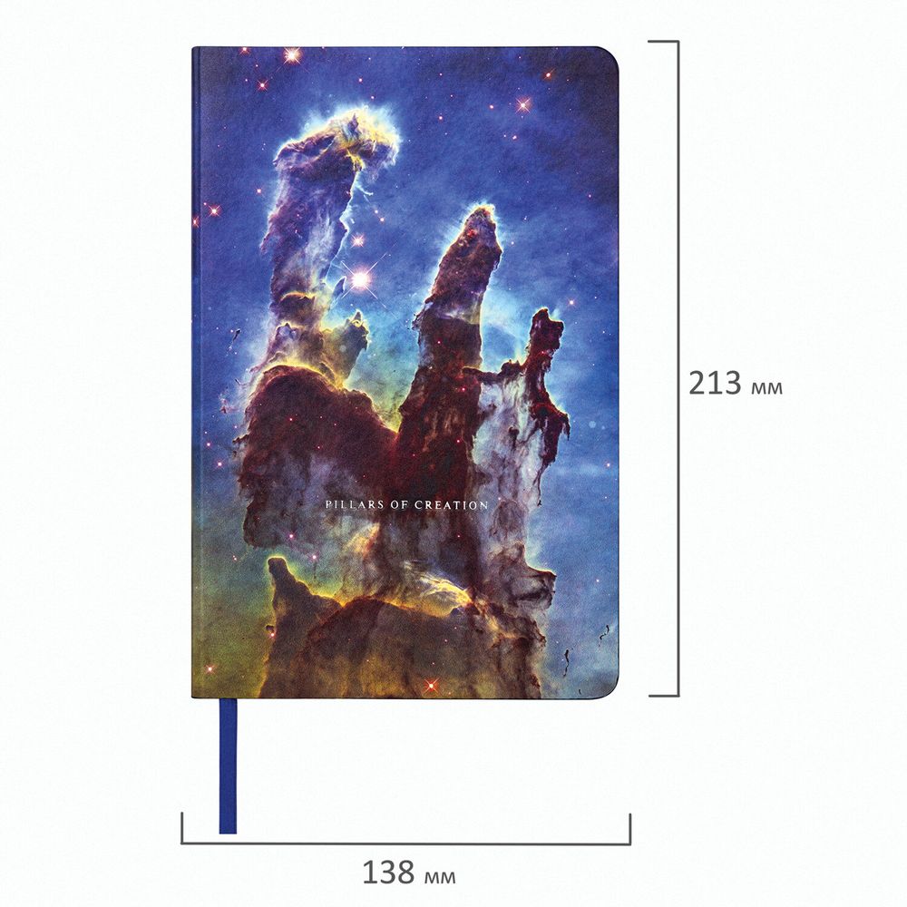 Ежедневник недатированный А5 (138х213 мм), BRAUBERG VISTA, под кожу, гибкий, 136 л., "SpaceX"