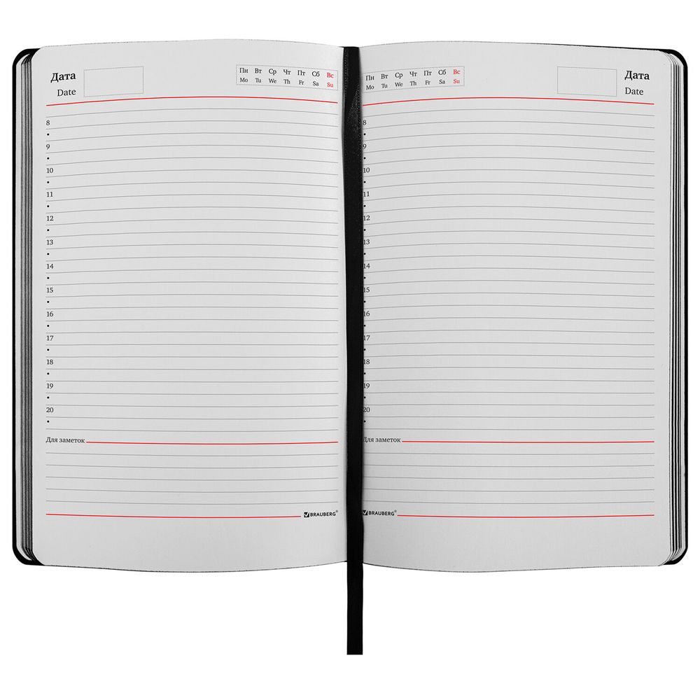 Ежедневник недатированный А5 (138х213 мм), BRAUBERG VISTA, под кожу, твердый, 136 л., "Glamour"
