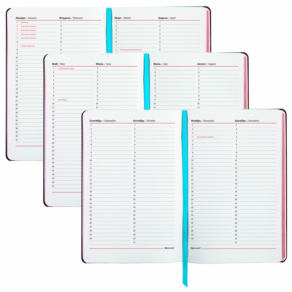 Ежедневник недатированный А5 (138х213 мм), BRAUBERG VISTA, под кожу, гибкий, 136 л., "Secret"