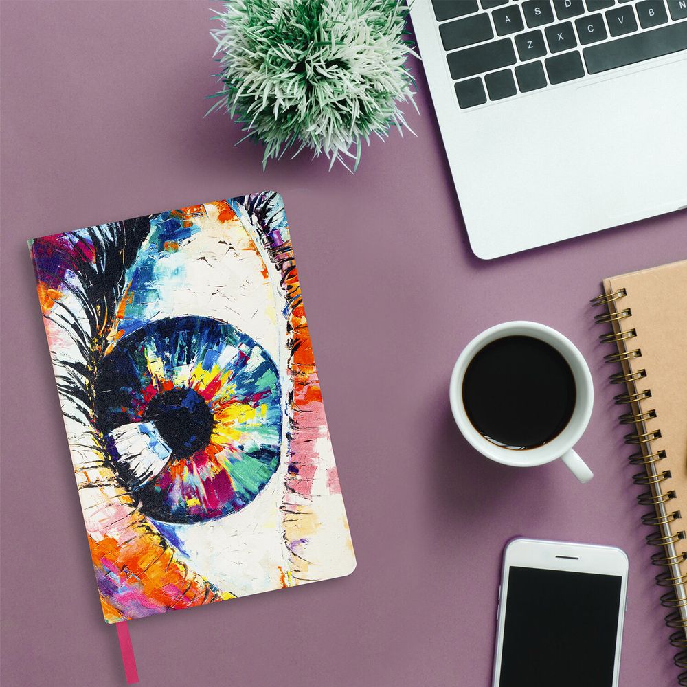 Ежедневник недатированный А5 (138х213 мм), BRAUBERG VISTA, под кожу, гибкий, 136 л., "Eye"