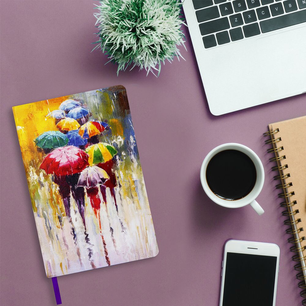 Ежедневник недатированный А5 (138х213 мм), BRAUBERG VISTA, под кожу, гибкий, 136 л., "Watercolour rain"