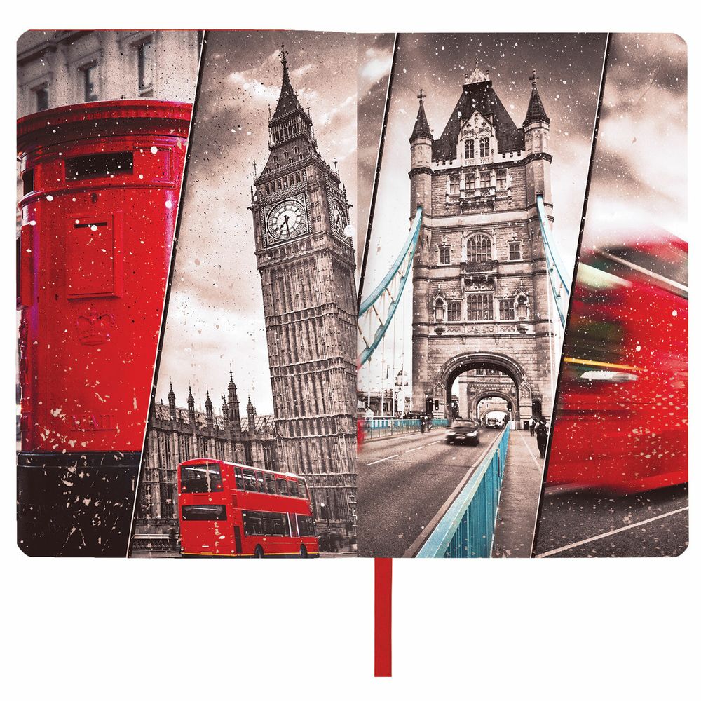 Ежедневник недатированный А5 (138х213 мм), BRAUBERG VISTA, под кожу, гибкий, 136 л., "Great Britain"