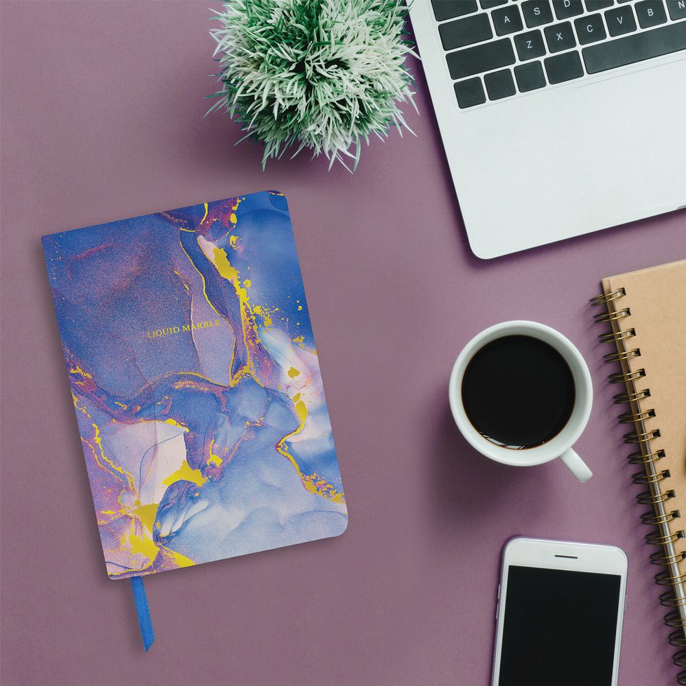 Ежедневник недатированный А5 (138х213 мм), BRAUBERG VISTA, под кожу, твердый, 136 л., "Marble"