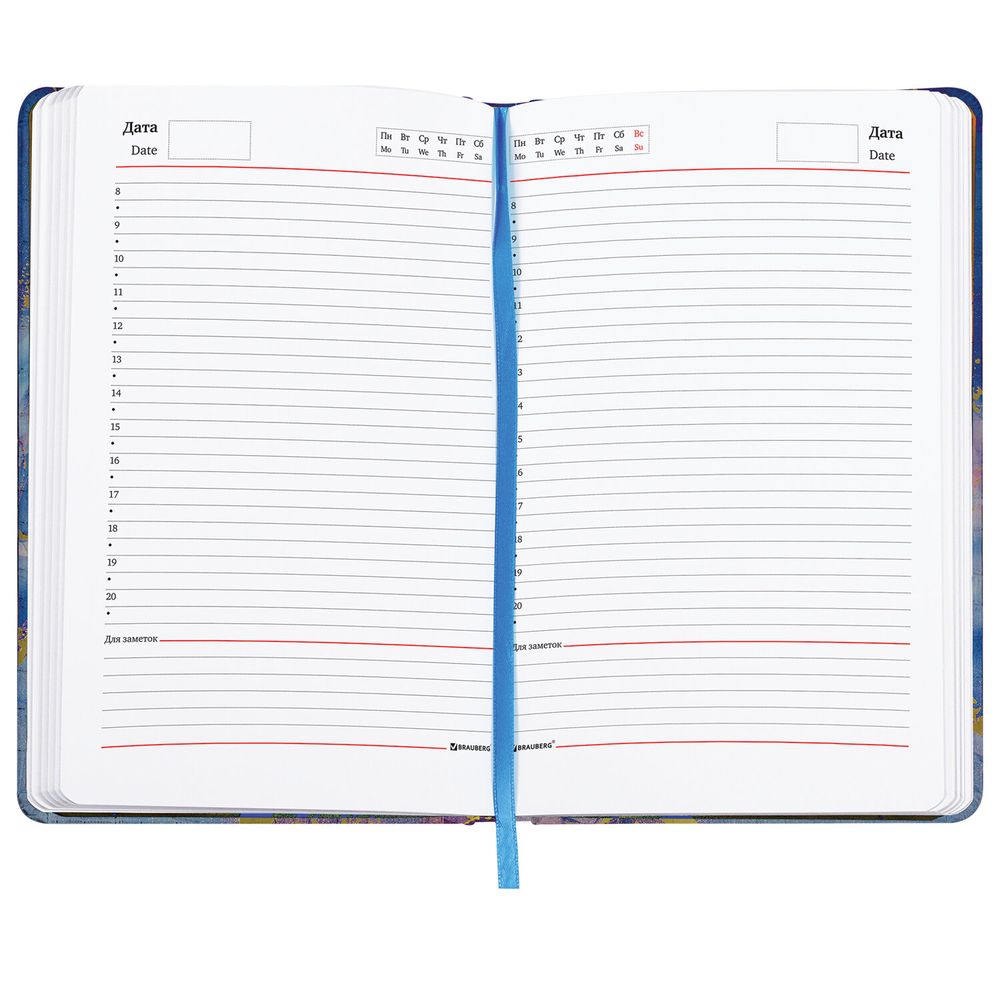 Ежедневник недатированный А5 (138х213 мм), BRAUBERG VISTA, под кожу, твердый, 136 л., "Marble"