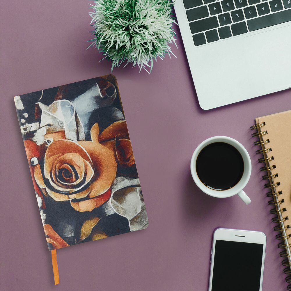 Ежедневник недатированный А5 (138х213 мм), BRAUBERG VISTA, под кожу, гибкий, 136 л., "Rose flower"