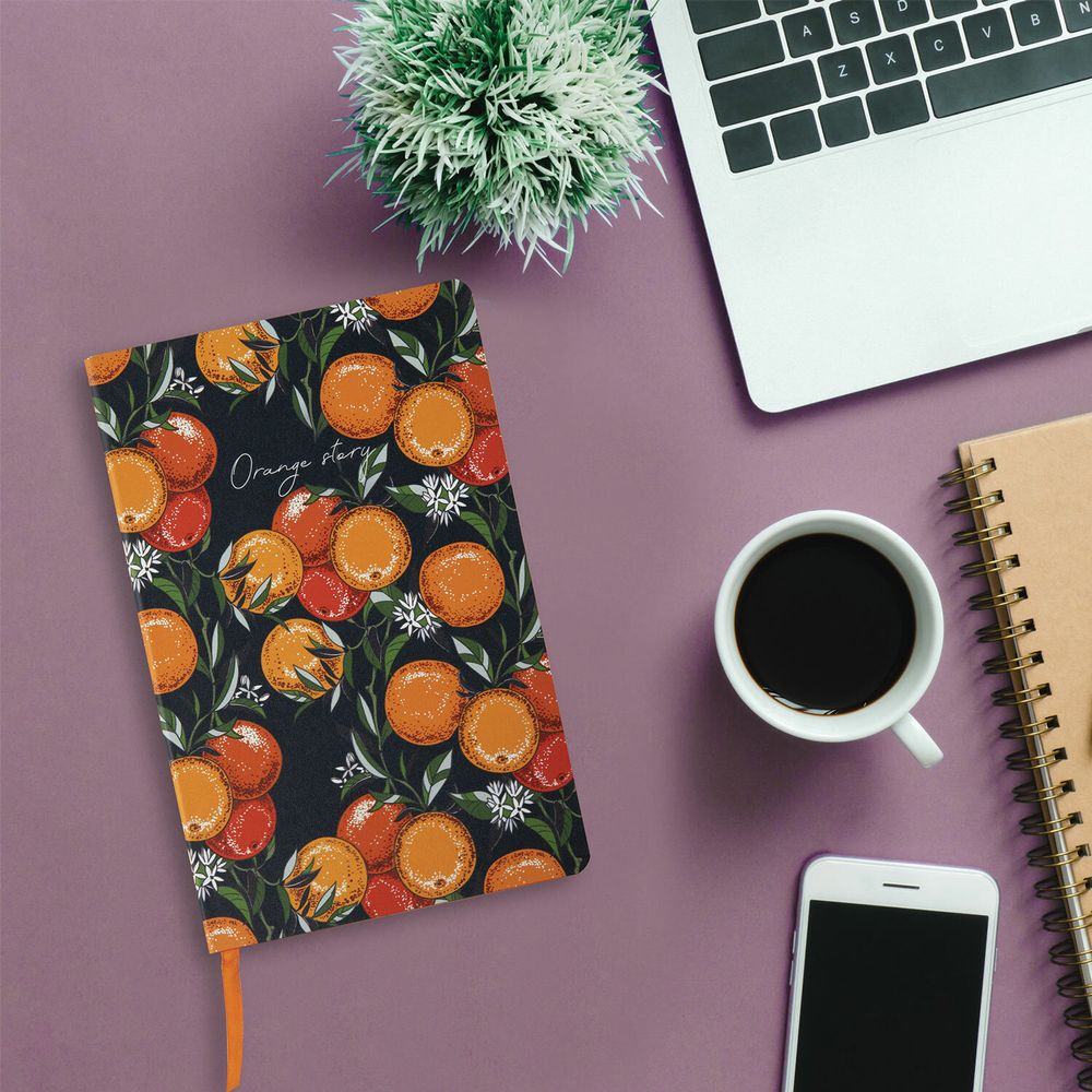 Ежедневник недатированный А5 (138х213 мм), BRAUBERG VISTA, под кожу, гибкий, 136 л., "Orange story"