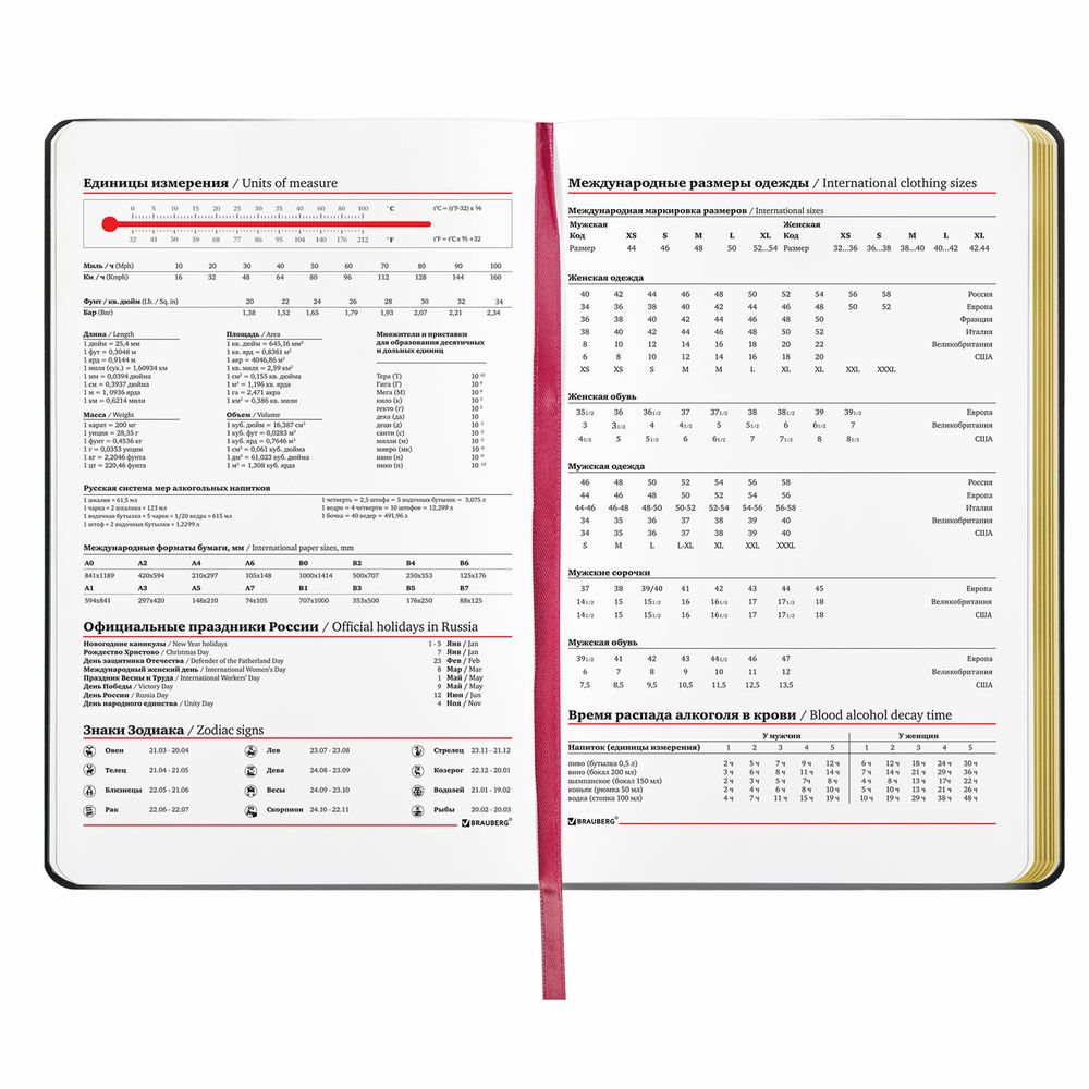 Ежедневник недатированный А5 (138х213 мм), BRAUBERG VISTA, под кожу, гибкий, 136 л., "Pomegranate"