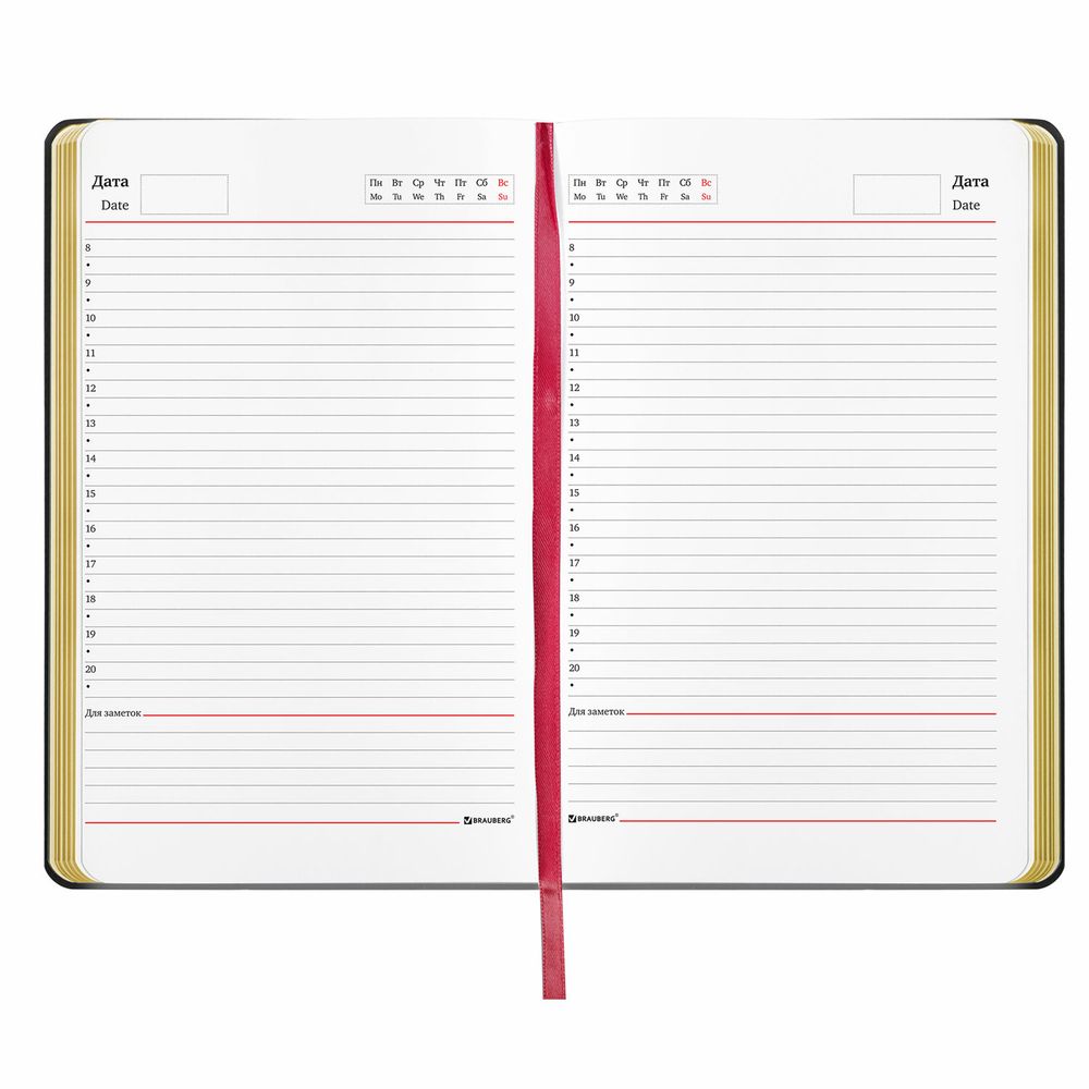 Ежедневник недатированный А5 (138х213 мм), BRAUBERG VISTA, под кожу, гибкий, 136 л., "Pomegranate"