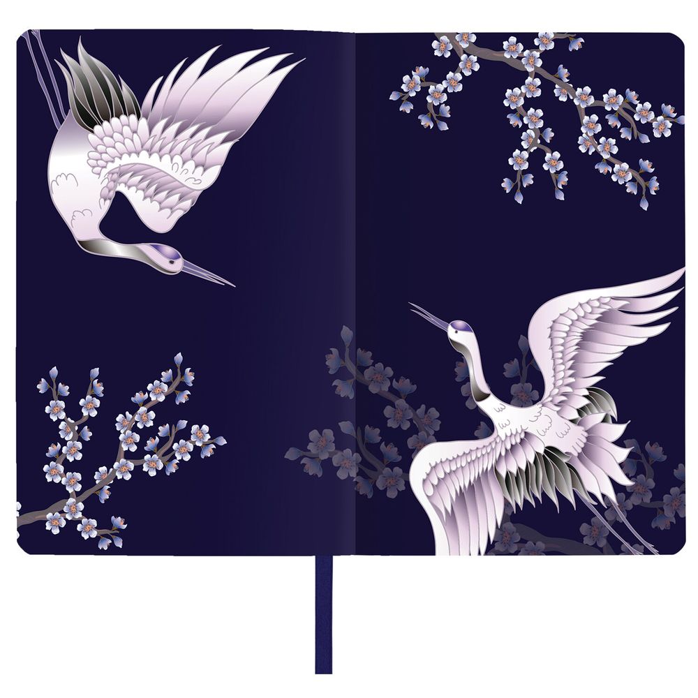 Ежедневник недатированный А5 (138х213 мм), BRAUBERG VISTA, под кожу, гибкий, 136 л., "Cranes"