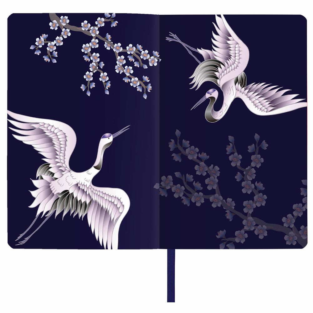 Ежедневник недатированный А5 (138х213 мм), BRAUBERG VISTA, под кожу, гибкий, 136 л., "Cranes"