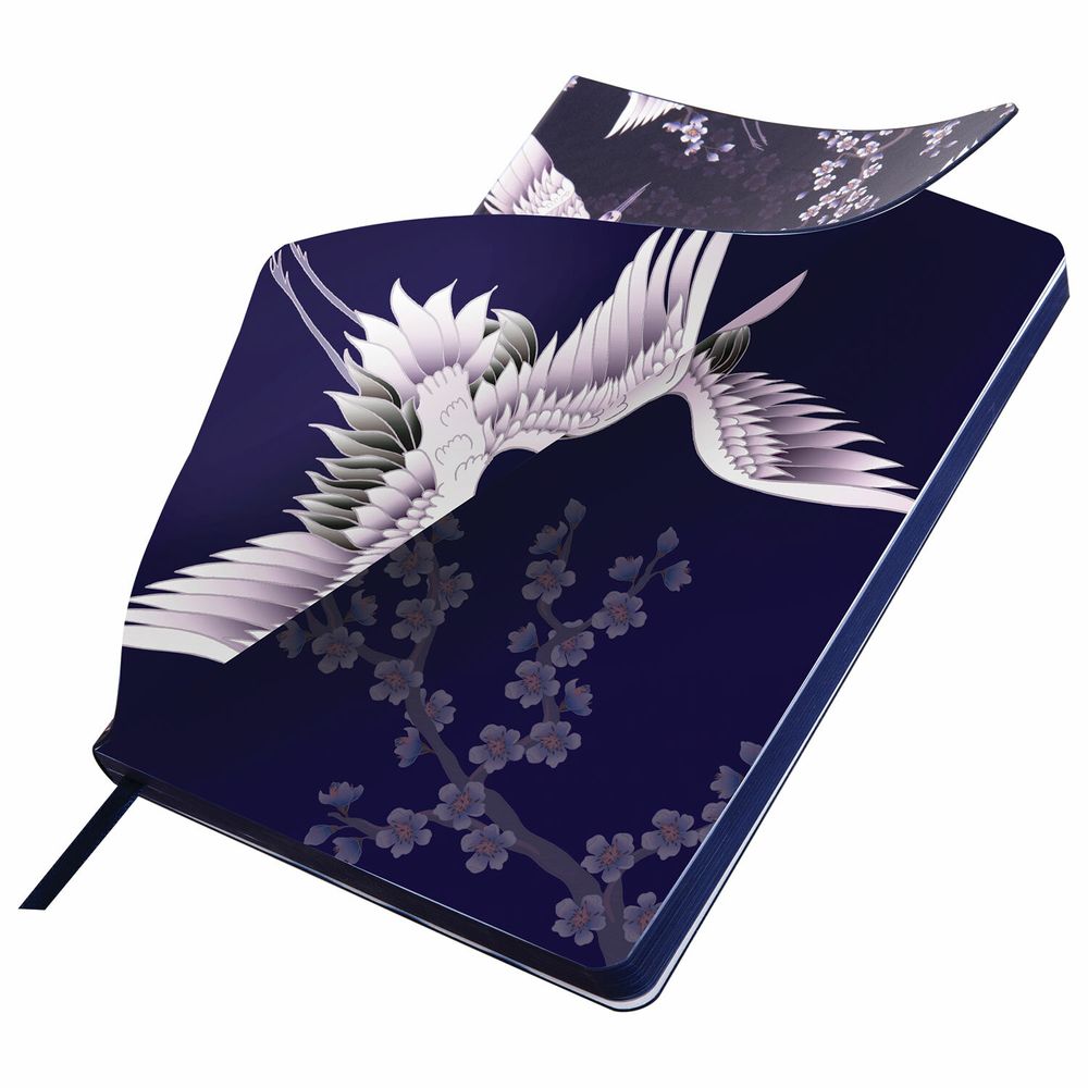 Ежедневник недатированный А5 (138х213 мм), BRAUBERG VISTA, под кожу, гибкий, 136 л., "Cranes"