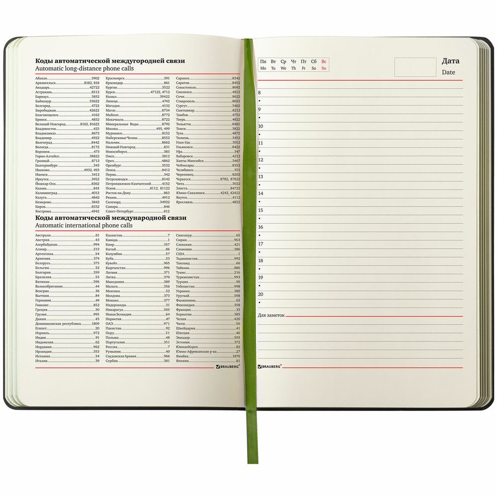 Ежедневник недатированный А5 (138х213 мм), BRAUBERG VISTA, под кожу, твердый, 136 л., "Avocado"