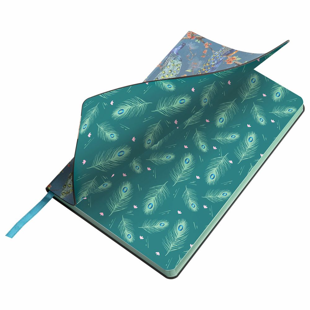 Ежедневник недатированный А5 (138х213 мм), BRAUBERG VISTA, под кожу, гибкий, 136 л., "Peacocks"