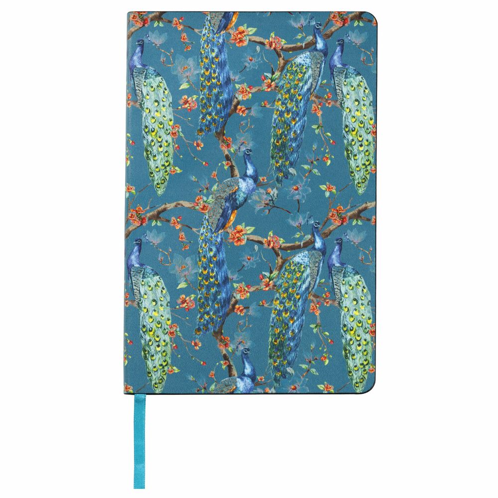 Ежедневник недатированный А5 (138х213 мм), BRAUBERG VISTA, под кожу, гибкий, 136 л., "Peacocks"