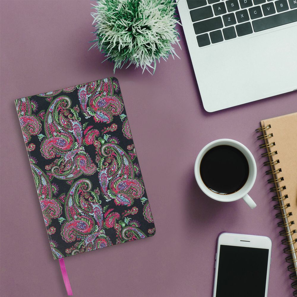 Ежедневник недатированный А5 (138х213 мм), BRAUBERG VISTA, под кожу, гибкий, 136 л., "Paistley"