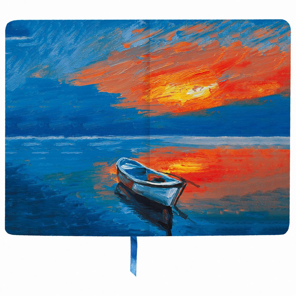 Ежедневник недатированный А5 (138х213 мм), BRAUBERG VISTA, под кожу, гибкий, 136 л., "Sunset at sea"