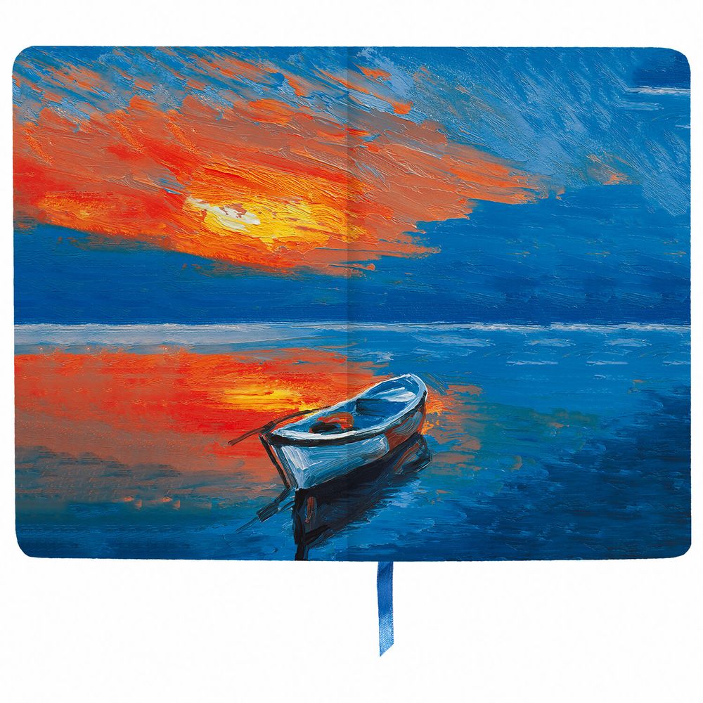 Ежедневник недатированный А5 (138х213 мм), BRAUBERG VISTA, под кожу, гибкий, 136 л., "Sunset at sea"