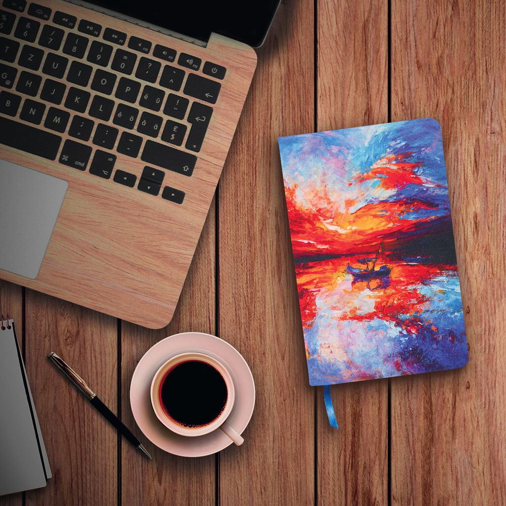 Ежедневник недатированный А5 (138х213 мм), BRAUBERG VISTA, под кожу, гибкий, 136 л., "Sunset at sea"