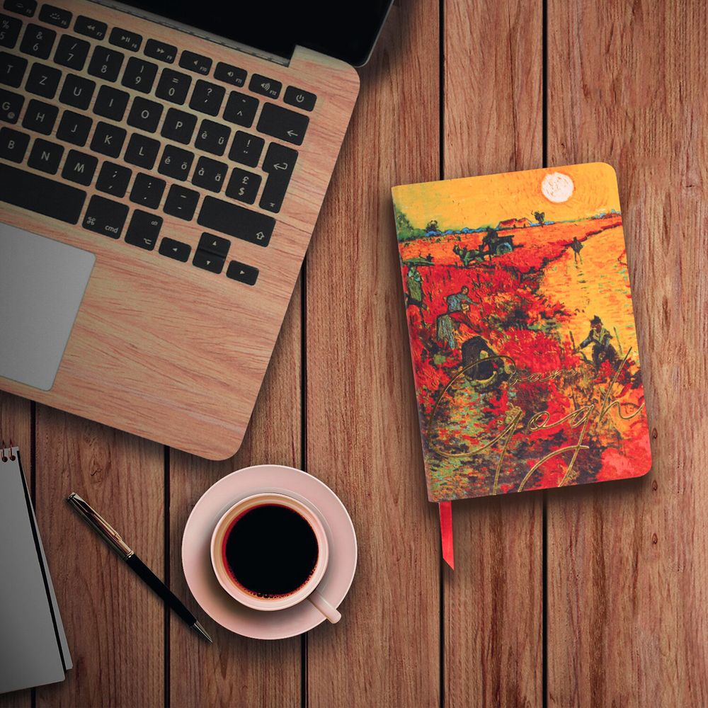 Ежедневник недатированный B6 (127х186 мм), BRAUBERG VISTA, под кожу, гибкий, срез фольга, 136 л., "Van Gogh"